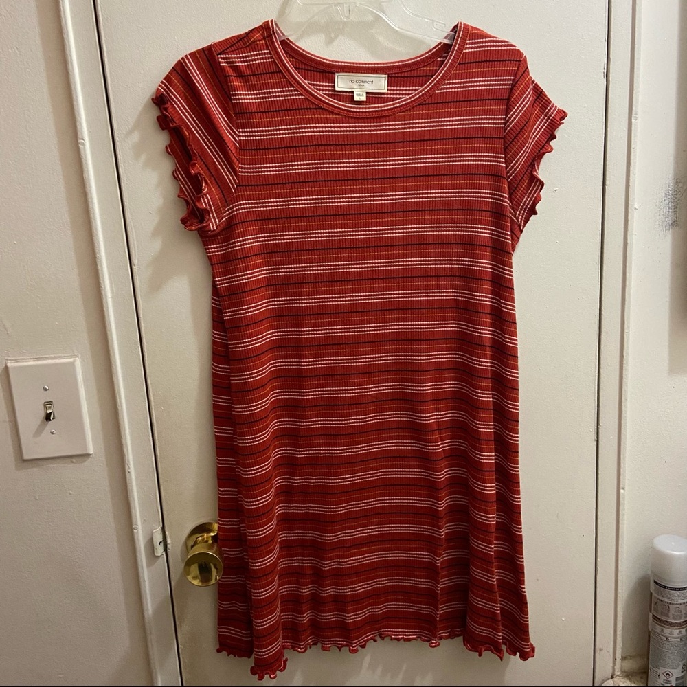 No Comment Short Sleeve Stripe Dress